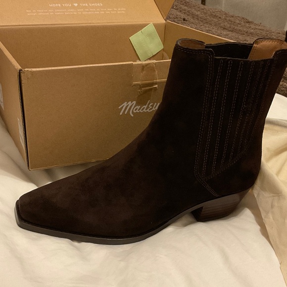 Madewell Chocolate Suede Ankle Boots - Picture 3 of 3